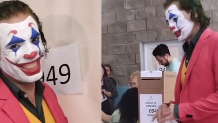 Un vecino fue a votar al barrio Santa Marta disfrazado del Joker.