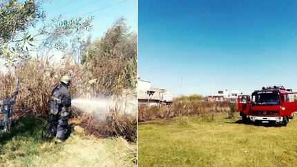 El fuego fue reportado este jueves en el predio ubicado sobre Quiroga y Giachino.