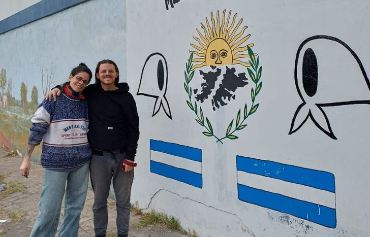 Gabriela Magistrati y Juan Martín Della Villa fueron los encargados de restaurar el mural.