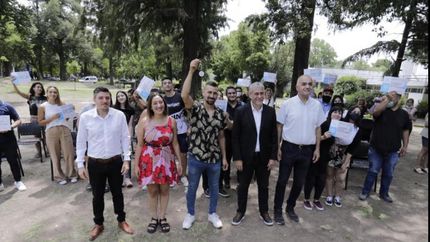 Durante el acto, en el Parque de Lomas.