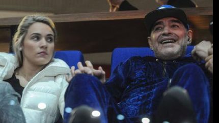 Rocío Oliva con Diego Maradona.&nbsp;