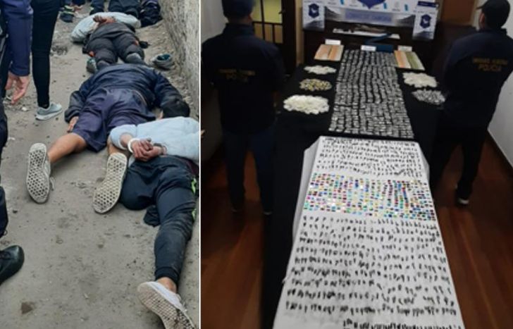 Cinco detenidos y miles de dosis de cocaína incautada.