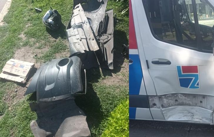 La ambulancia recibió el impacto del lado derecho.