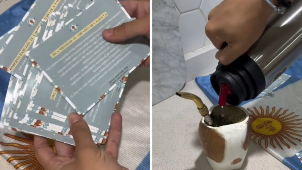 El joven de Lomas brinda la posibilidad de comprar un mate con nombre de héroe de Malvinas e incluye una tarjeta con su historia. El joven de Lomas brinda la posibilidad de comprar un mate con nombre de héroe de Malvinas e incluye una tarjeta con su historia.