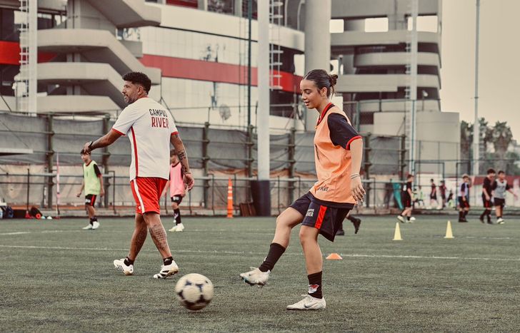 En pleno entrenamiento en el Club River Plate.&nbsp;
