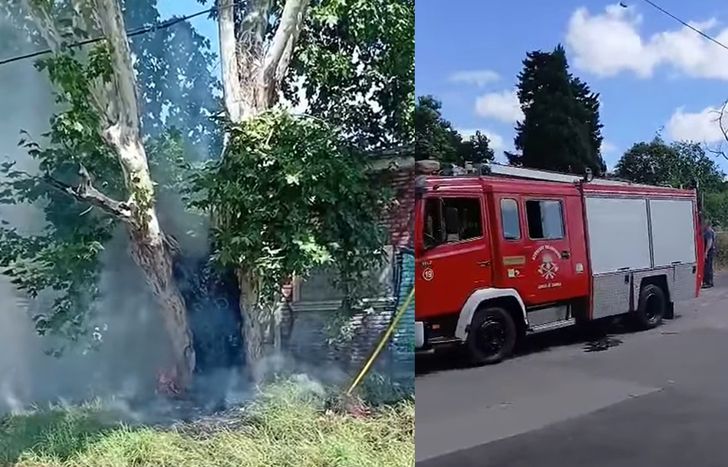 Bomberos de Lomas y Brown intervinieron para apagar el incendio.