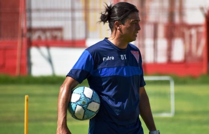 Sebastián Salomón en su primer día de trabajo en el club.
