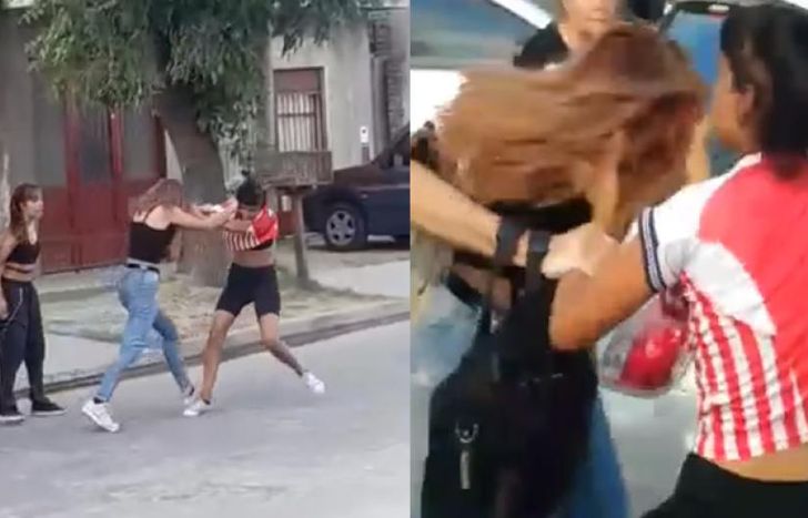 La violenta pelea quedó filmada.