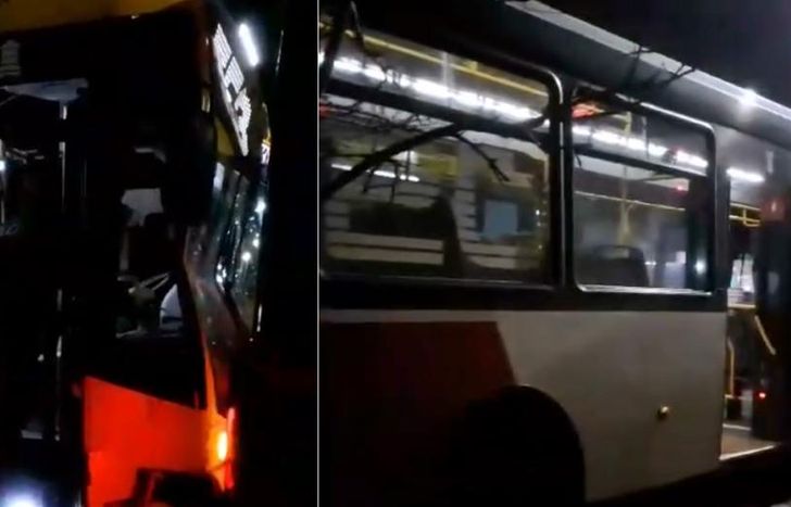 Los colectivos quedaron muy dañados.