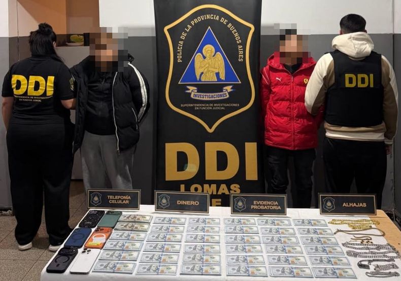 La viuda negra, su novio y el dinero incautado.