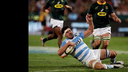 Guido Petti anotó el único try de Los Pumas ante Sudáfrica.