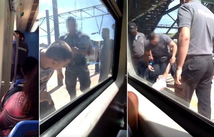 El pasajero agresivo terminó en el suelo, semiinconsciente.