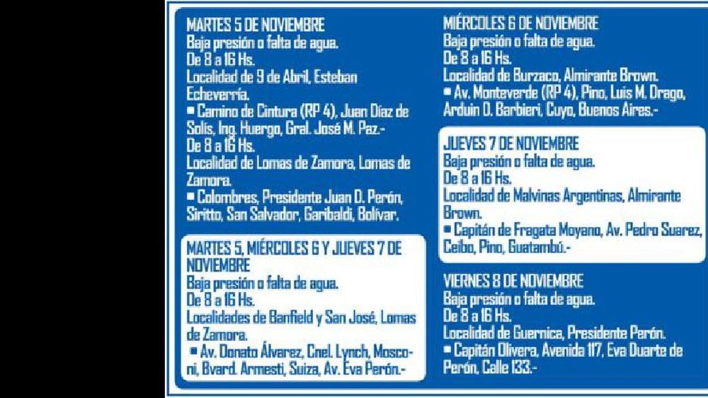 Podrá faltar agua por obras de AySA