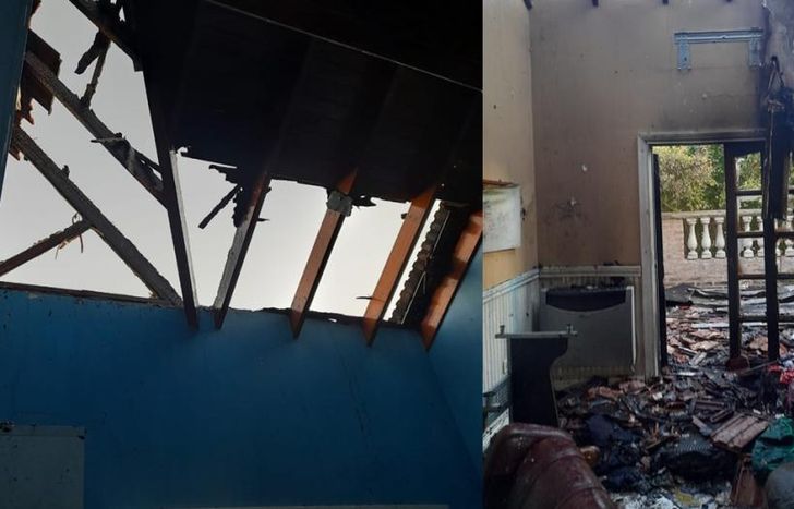 Así quedó la vivienda tras el incendio.