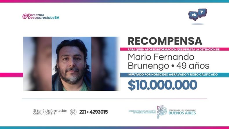 La recompensa para dar con el prófugo.