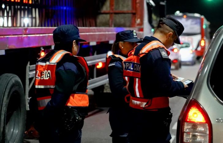 Los efectivos verifican la documentación de vehículos y conductores.