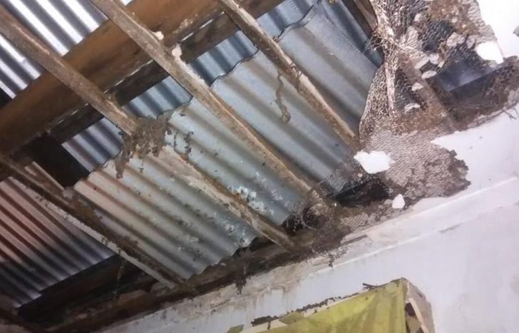 Así quedó el techo de su comedor.