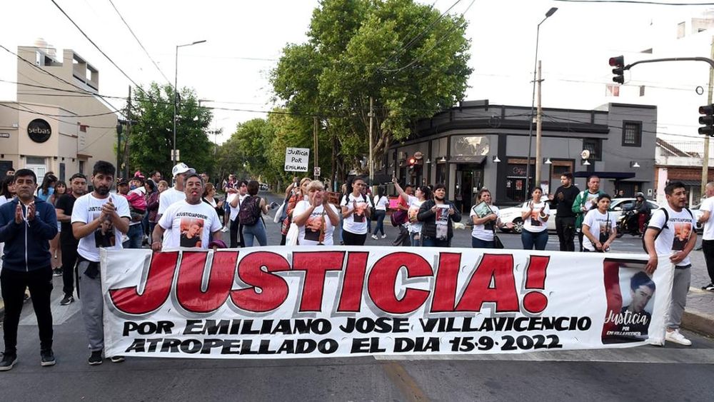 Marcha en el lugar donde fue atropellado Emiliano, en 2022.