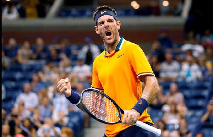 Del Potro alimenta sus chances en sus poderosos golpes.