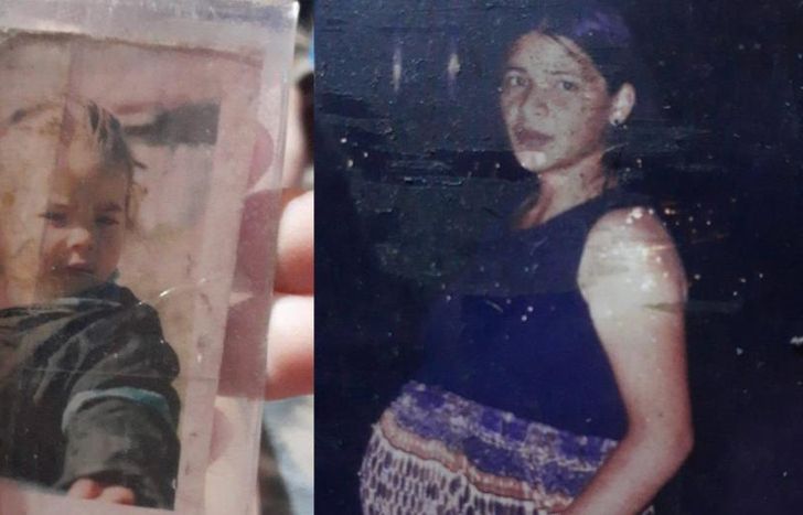 La joven cuando era bebé y su mamá embarazada de ella.
