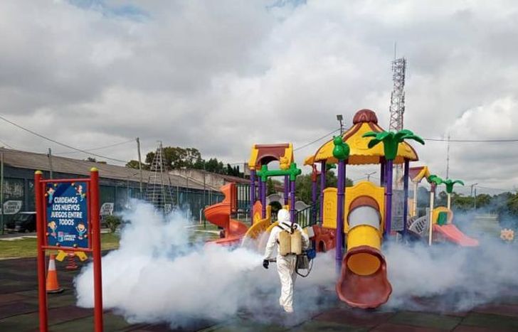 Los trabajos en el Parque de Llavallol.