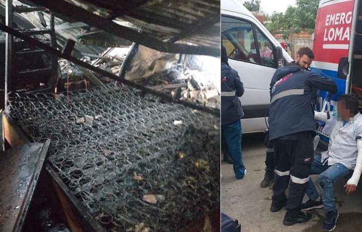 Un vecino intentó apagar el incendio y resultó herido.