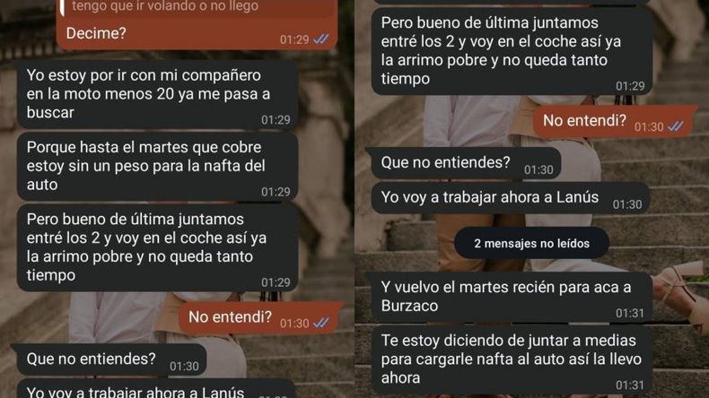 Las capturas de los chats con el intento de estafa.