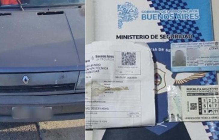 El auto y la documentación incautada.