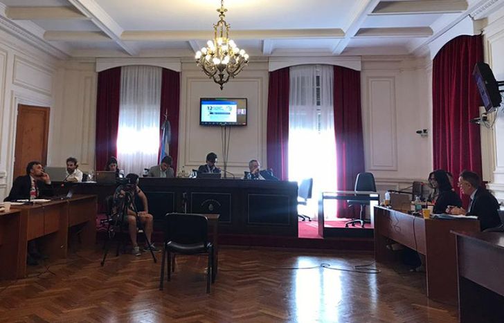 Audiencia en el Tribunal Oral en lo Criminal Nº 1 de La Plata.