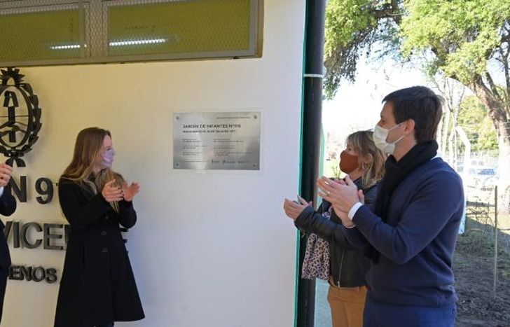 Durante la apertura del nuevo jardincito en San Vicente.