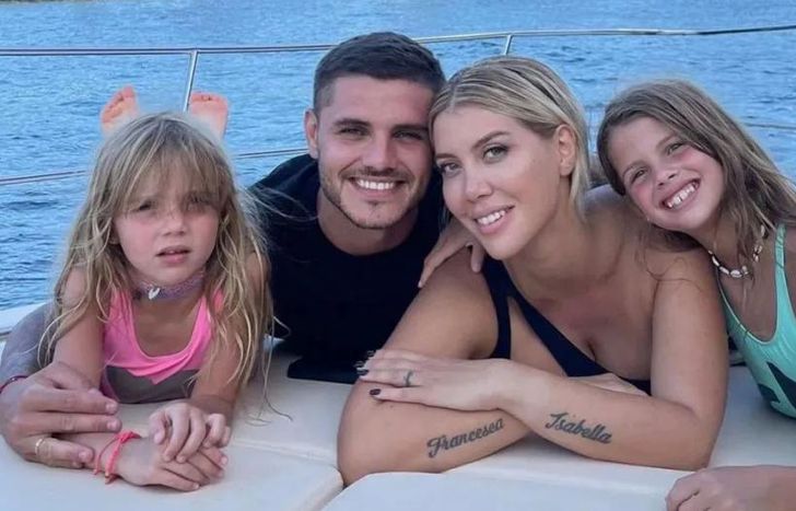 Mauro Icari y Wanda Nara, con sus hijas.