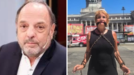 La periodista Nancy Pazos se encadenó contra la reforma Laboral y Baby Etchecopar la criticó. La periodista Nancy Pazos se encadenó contra la reforma Laboral y Baby Etchecopar la criticó.