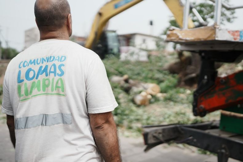 Trabajos sobre la calle Pilcomayo, en Fiorito.