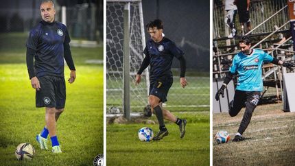 Santiago Silva, Pablo Mouche y Cristian Lucchetti, en la Copa Potrero.