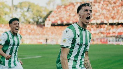 Rodrigo Auzmedi, y su primer gol en Banfield. Rodrigo Auzmedi, y su primer gol en Banfield.