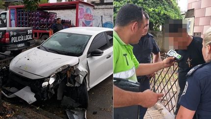 El auto quedó muy dañado tras el choque.