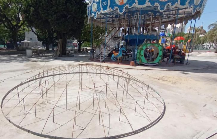 Trabajos en la zona de juegos.