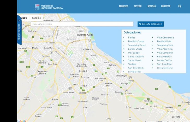 El mapa marca la dirección y cuál es la delegación más cercana a ese domicilio.