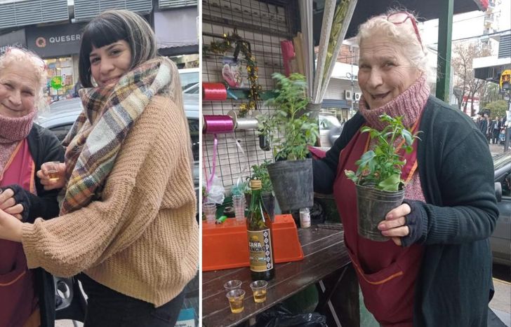 La caña con ruda, un clásico en el puesto de flores ubicado en Boedo y Alem.
