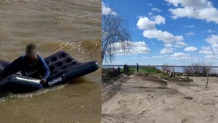 El hombre fue arrastrado por la corriente.