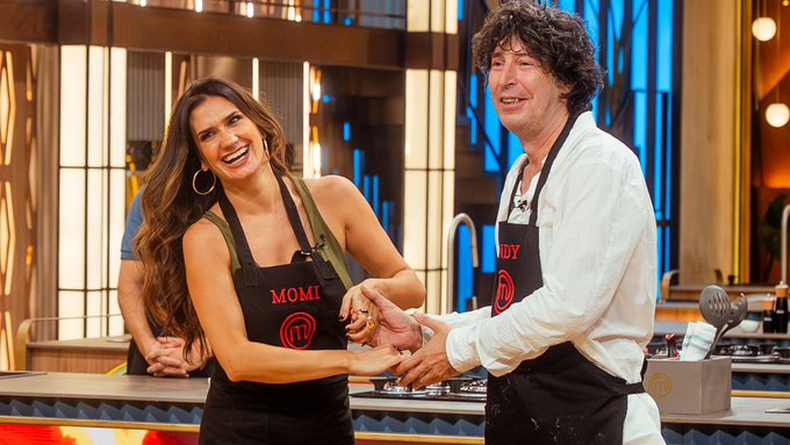 Momi Giardina y Andy Chango, en MasterChef Celebrity.