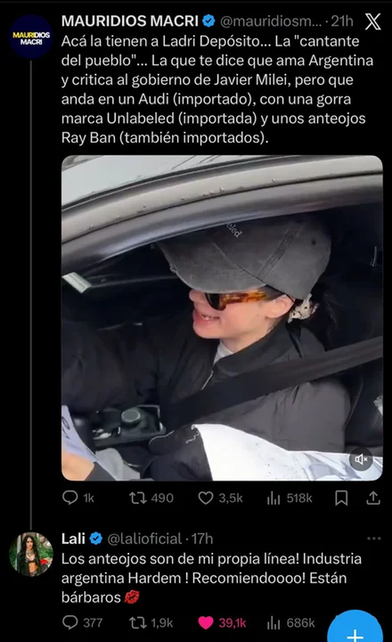 La respuesta de Lali Espósito en las redes sociales. 