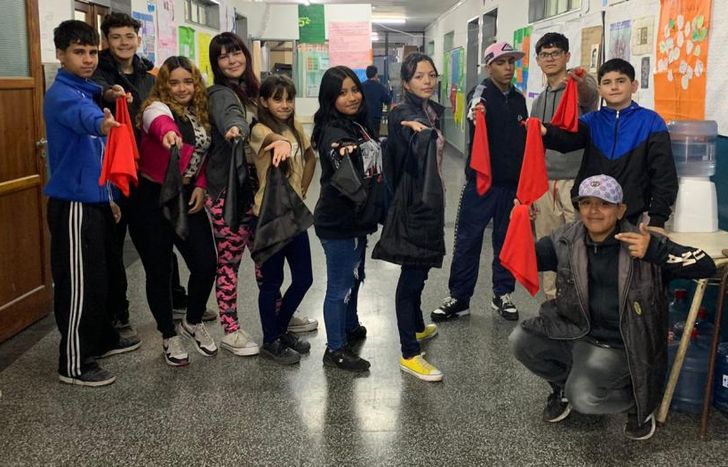 Durante lo ensayos en la Escuela Secundaria N°67 de Fiorito.