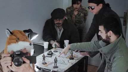 En plena producción de la película.