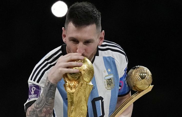 Lionel, en pleno festejo.