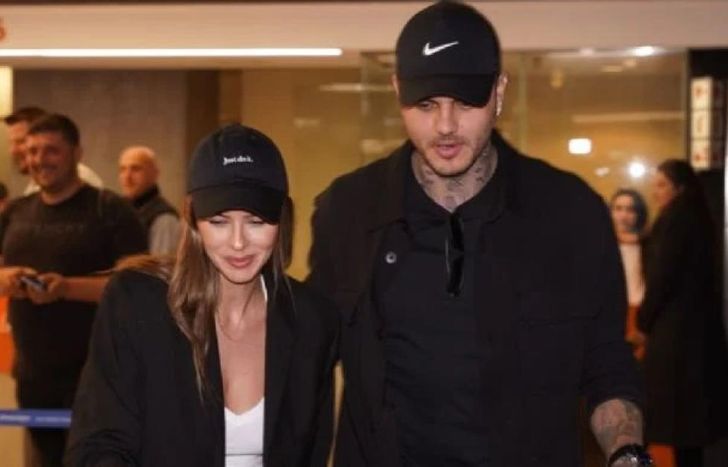 La China Suárez y Mauro Icardi, en Ezeiza.