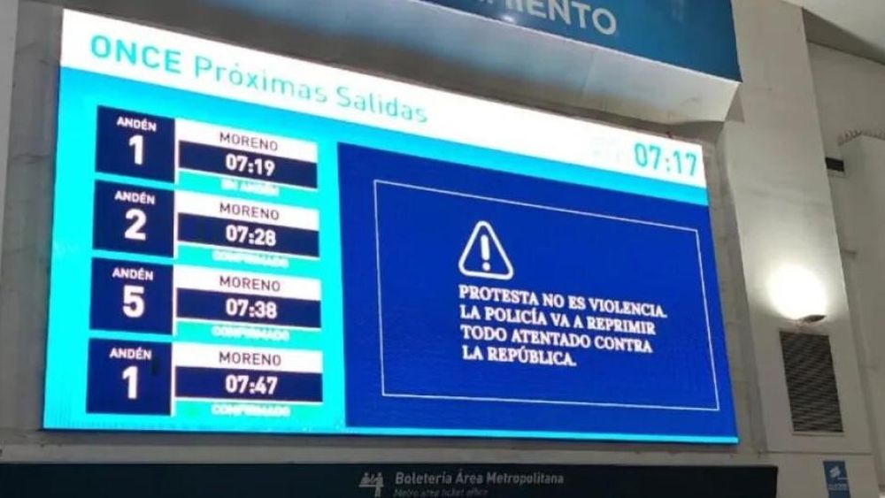 En las estaciones de trenes amenazan con reprimir la protesta de esta tarde