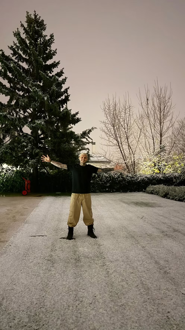 Mauro Icardi en la nieve. 