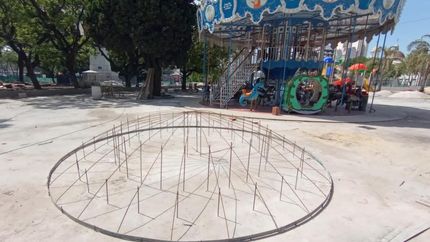 Trabajos en la zona de juegos.