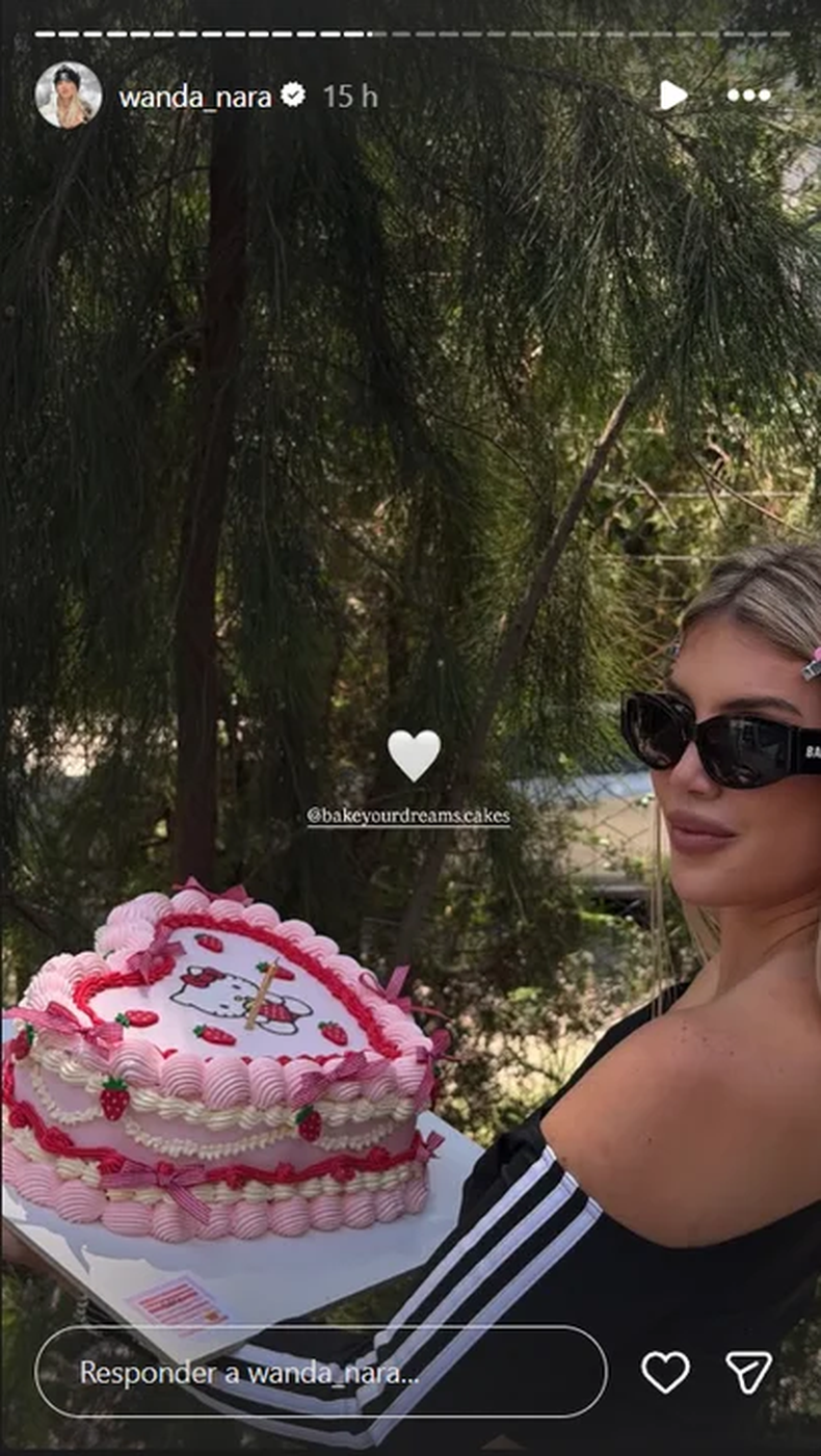 Wanda Nara y su torta de cumpleaños. 